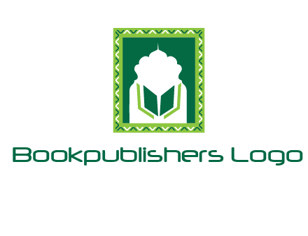 Islamic logo showcasing the Holy Quran and the outline of a mosque
