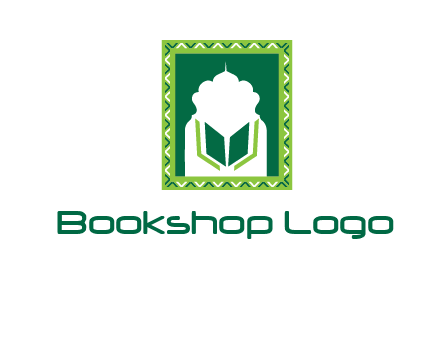 Islamic logo showcasing the Holy Quran and the outline of a mosque