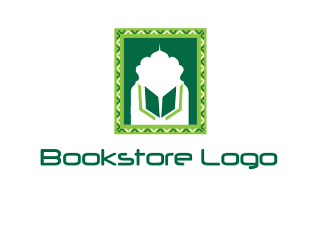 Islamic logo showcasing the Holy Quran and the outline of a mosque