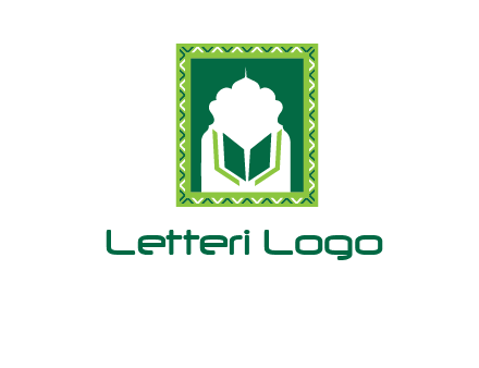 Islamic logo showcasing the Holy Quran and the outline of a mosque