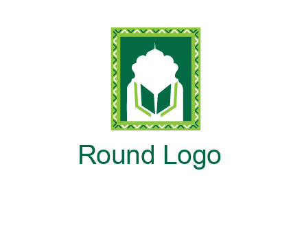 Islamic logo showcasing the Holy Quran and the outline of a mosque