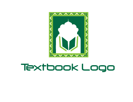 Islamic logo showcasing the Holy Quran and the outline of a mosque