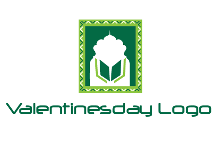 Islamic logo showcasing the Holy Quran and the outline of a mosque
