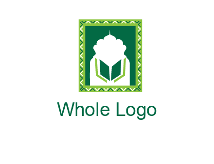 Islamic logo showcasing the Holy Quran and the outline of a mosque
