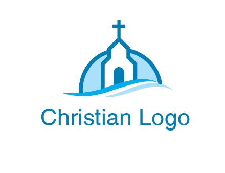 church logo with the moon and waves