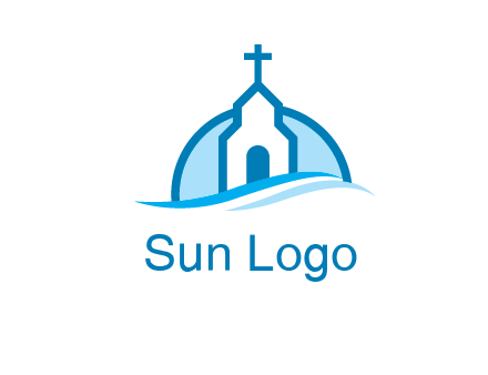 church logo with the moon and waves