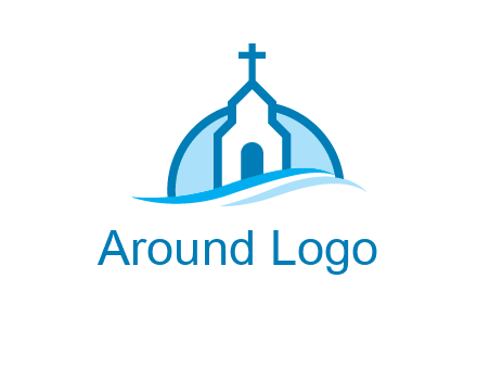church logo with the moon and waves