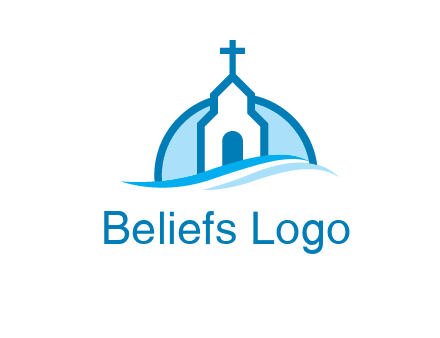 church logo with the moon and waves