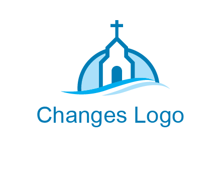 church logo with the moon and waves