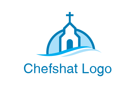 church logo with the moon and waves