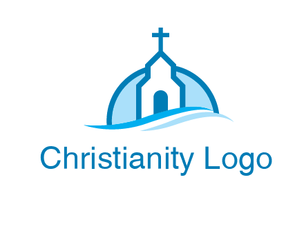 church logo with the moon and waves