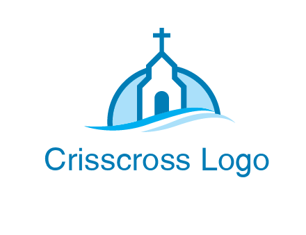 church logo with the moon and waves
