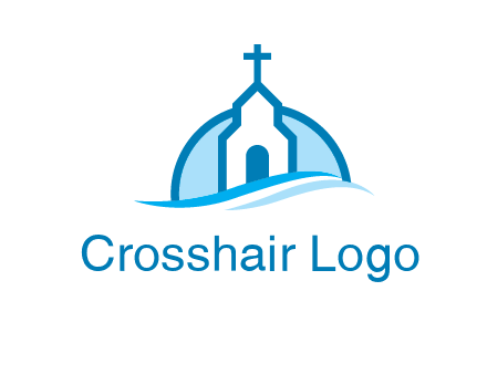 church logo with the moon and waves