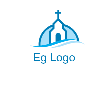 church logo with the moon and waves