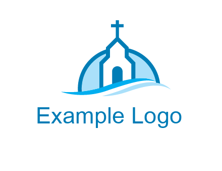 church logo with the moon and waves