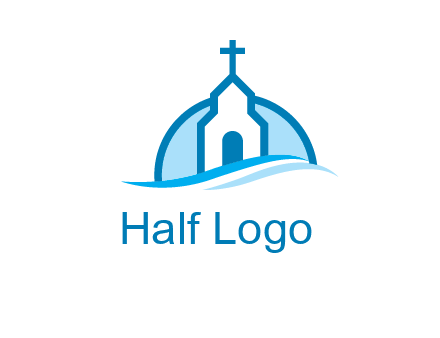 church logo with the moon and waves