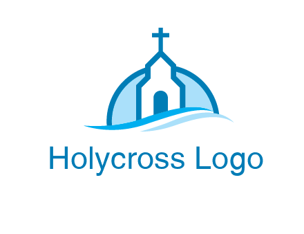 church logo with the moon and waves