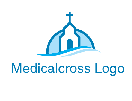 church logo with the moon and waves
