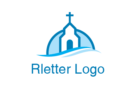 church logo with the moon and waves