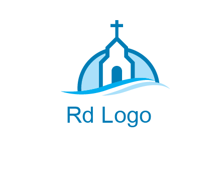 church logo with the moon and waves