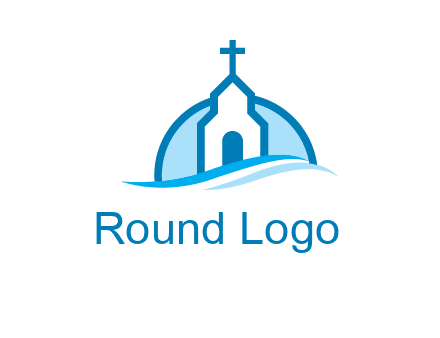 church logo with the moon and waves