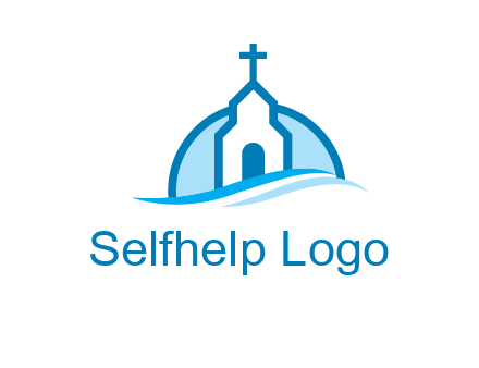 church logo with the moon and waves