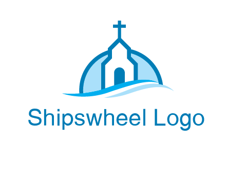 church logo with the moon and waves