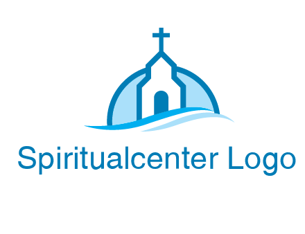 church logo with the moon and waves