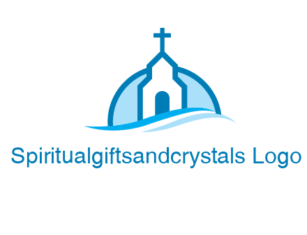 church logo with the moon and waves