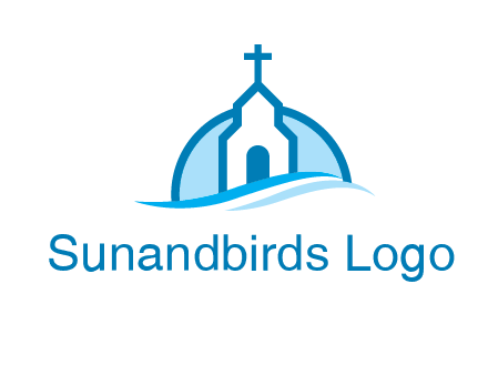 church logo with the moon and waves