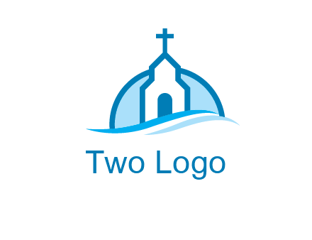 church logo with the moon and waves