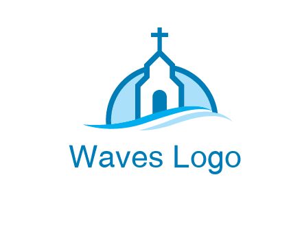 church logo with the moon and waves