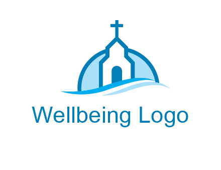 church logo with the moon and waves