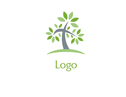 tree shaped like a cross with green leaves logo