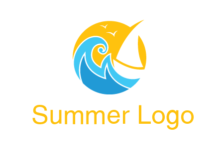 sail boat on a rough sea logo