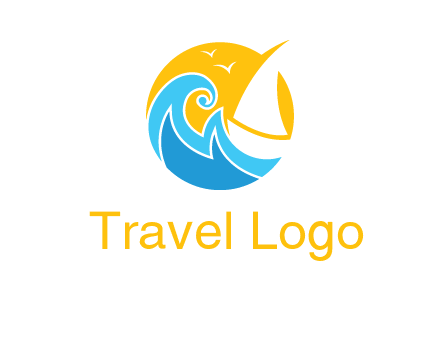 sail boat on a rough sea logo