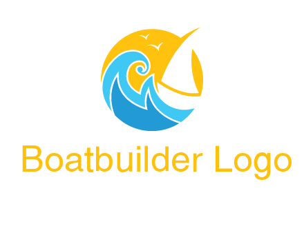 sail boat on a rough sea logo