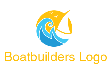 sail boat on a rough sea logo