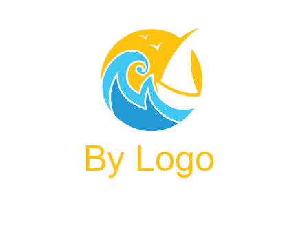 sail boat on a rough sea logo