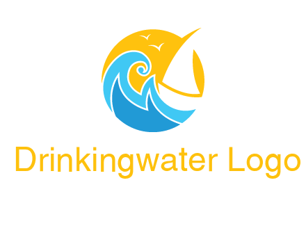 sail boat on a rough sea logo