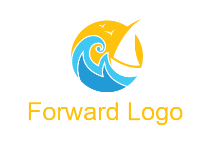 sail boat on a rough sea logo