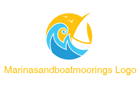 sail boat on a rough sea logo