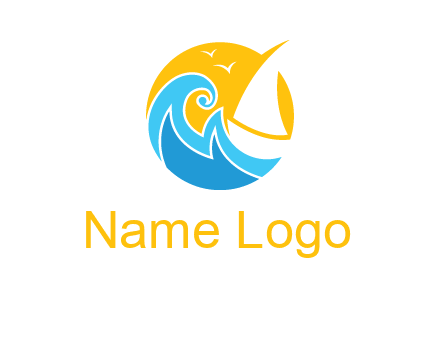 sail boat on a rough sea logo