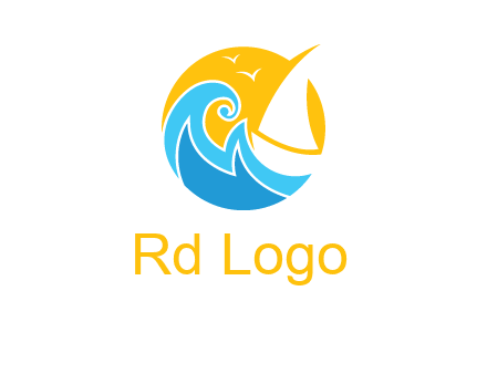 sail boat on a rough sea logo