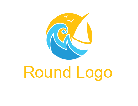 sail boat on a rough sea logo