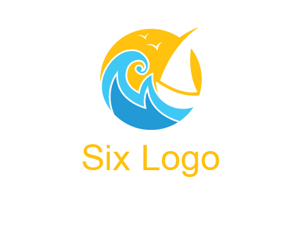 sail boat on a rough sea logo