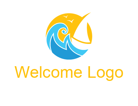 sail boat on a rough sea logo
