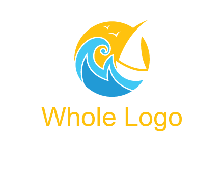 sail boat on a rough sea logo