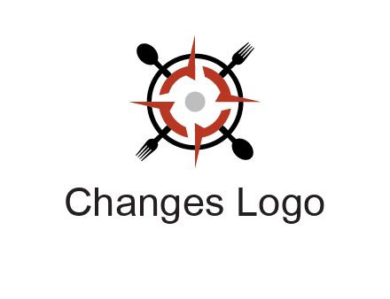 stove top resembling a compass with forks and spoons logo