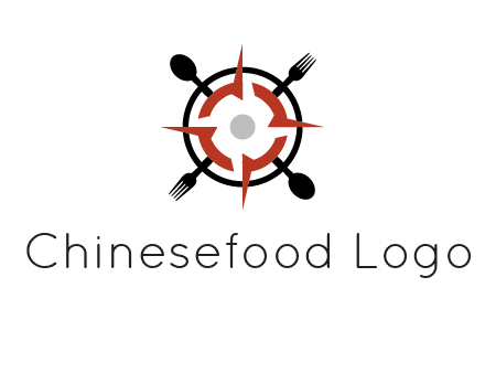stove top resembling a compass with forks and spoons logo
